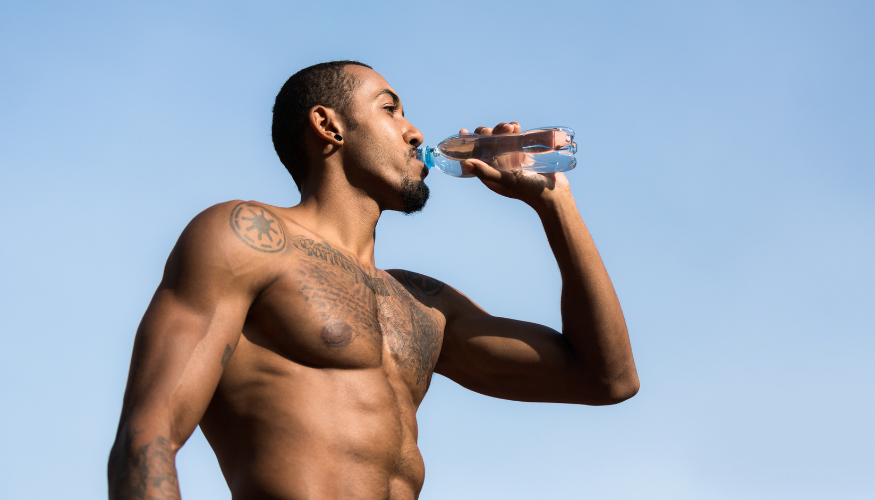 Man drinking water after a workout